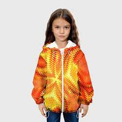 Куртка с капюшоном детская Желто-оранжевая абстракция, цвет: 3D-белый — фото 2
