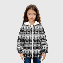 Куртка с капюшоном детская Черно-белый орнамент, цвет: 3D-белый — фото 2