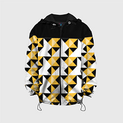 Куртка с капюшоном детская Черно-желтый геометрический, цвет: 3D-черный