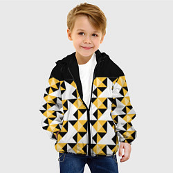 Куртка с капюшоном детская Черно-желтый геометрический, цвет: 3D-черный — фото 2
