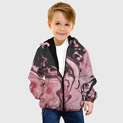 Куртка с капюшоном детская Розовые Разводы С черными, цвет: 3D-черный — фото 2