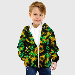 Куртка с капюшоном детская Абстрактный желто-зеленый узор, цвет: 3D-белый — фото 2