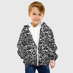 Куртка с капюшоном детская Черно-белая роспись, цвет: 3D-белый — фото 2