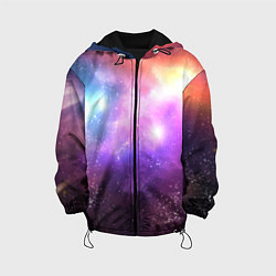 Куртка с капюшоном детская Космос, сияние и звезды, цвет: 3D-черный