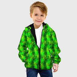 Куртка с капюшоном детская Неоновый полосатый узор, цвет: 3D-черный — фото 2