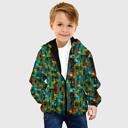 Куртка с капюшоном детская Разноцветные штрихи на бирюзе, цвет: 3D-черный — фото 2