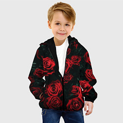 Куртка с капюшоном детская РОЗЫ НА ЧЁРНОМ ФОНЕ, цвет: 3D-черный — фото 2