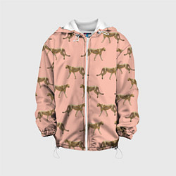 Куртка с капюшоном детская Гепарды на розовом, цвет: 3D-белый