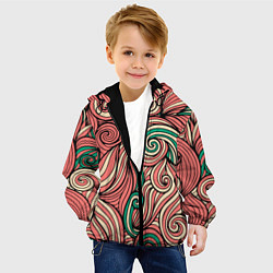 Куртка с капюшоном детская Алые листья, цвет: 3D-черный — фото 2