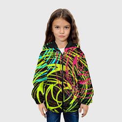 Куртка с капюшоном детская Разноцветные спирали, цвет: 3D-черный — фото 2