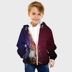 Куртка с капюшоном детская Гитара - Огонь и вода, цвет: 3D-белый — фото 2