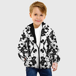 Куртка с капюшоном детская Пятиугольники абстракция, цвет: 3D-черный — фото 2