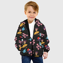 Куртка с капюшоном детская Япония паттерн, цвет: 3D-черный — фото 2