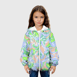 Куртка с капюшоном детская Разноцветные разводы красок, цвет: 3D-белый — фото 2