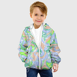 Куртка с капюшоном детская Разноцветные разводы красок, цвет: 3D-белый — фото 2