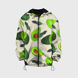 Куртка с капюшоном детская Авокадо - фруктовый паттерн, цвет: 3D-черный