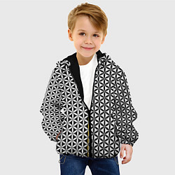 Куртка с капюшоном детская Цветок Жизни чёрно-белый, цвет: 3D-черный — фото 2