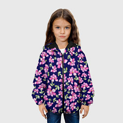 Куртка с капюшоном детская Акварельные цветы Магнолии, цвет: 3D-черный — фото 2