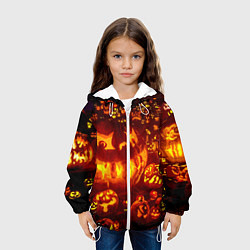 Куртка с капюшоном детская Тыквы на Хэллоуин, цвет: 3D-белый — фото 2