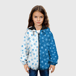 Куртка с капюшоном детская Снежинки зимняя пора, цвет: 3D-черный — фото 2