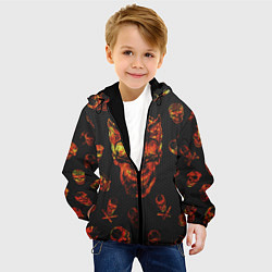 Куртка с капюшоном детская Огненные черепа Carbon, цвет: 3D-черный — фото 2
