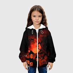 Куртка с капюшоном детская Красная луна на Хэллоуин, цвет: 3D-белый — фото 2