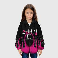 Куртка с капюшоном детская Игра в кальмара: Команда стражей, цвет: 3D-черный — фото 2