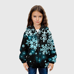 Куртка с капюшоном детская Космические снежинки, цвет: 3D-черный — фото 2