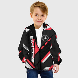Куртка с капюшоном детская MERCEDES-BENZ AMG GEOMETRY STRIPES RED, цвет: 3D-черный — фото 2
