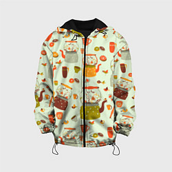 Куртка с капюшоном детская Осенние чаепитие, цвет: 3D-черный