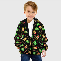 Куртка с капюшоном детская Олени, елки и карамель, цвет: 3D-черный — фото 2