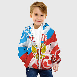 Куртка с капюшоном детская Россия! Герб, цвет: 3D-белый — фото 2