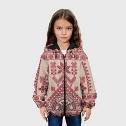 Куртка с капюшоном детская Славянская вышивка Узоры Руси, цвет: 3D-черный — фото 2
