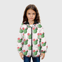 Куртка с капюшоном детская Паттерн из кактусов, цвет: 3D-черный — фото 2