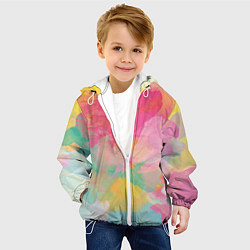 Куртка с капюшоном детская Радужная акварель, цвет: 3D-белый — фото 2