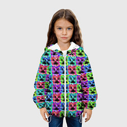 Куртка с капюшоном детская МАЙНКРАФТ MINECRAFT ЦВЕТНЫЕ КРИПЕРЫ, цвет: 3D-белый — фото 2