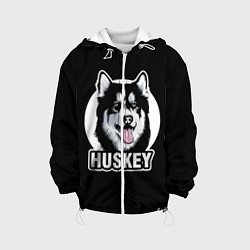 Куртка с капюшоном детская Собака Хаски Husky, цвет: 3D-белый