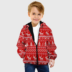Куртка с капюшоном детская Новогодний узор с оленями и елкой, цвет: 3D-черный — фото 2