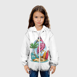 Куртка с капюшоном детская Фламинго На Острове, цвет: 3D-белый — фото 2