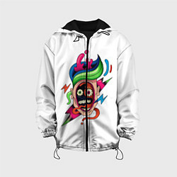 Куртка с капюшоном детская Комичное Лицо - Абстрактные Фигуры Модерн, цвет: 3D-черный