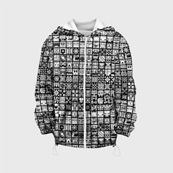 Куртка с капюшоном детская Geometry Dash: BW Pattern, цвет: 3D-белый