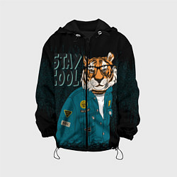 Куртка с капюшоном детская Крутой фурри тигр, цвет: 3D-черный