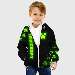 Куртка с капюшоном детская MINECRAFT NEON LOGO CREEPER, цвет: 3D-белый — фото 2