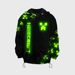 Куртка с капюшоном детская MINECRAFT NEON LOGO CREEPER, цвет: 3D-черный