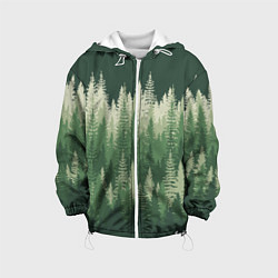Куртка с капюшоном детская Елки-палки, хвойный лес, цвет: 3D-белый
