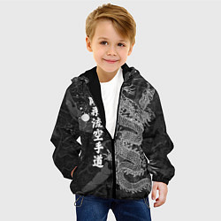 Куртка с капюшоном детская Токийский Дракон Иероглифы Dragon Japan, цвет: 3D-черный — фото 2
