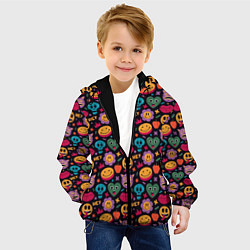 Куртка с капюшоном детская Смайлы Сердце Психоделика, цвет: 3D-черный — фото 2