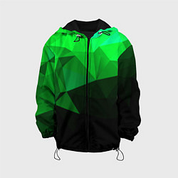 Куртка с капюшоном детская Изумрудный Зеленый Геометрия, цвет: 3D-черный