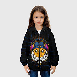 Куртка с капюшоном детская Тигр в наушниках SWAG, цвет: 3D-черный — фото 2
