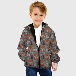 Куртка с капюшоном детская Вязанные лисички, цвет: 3D-черный — фото 2